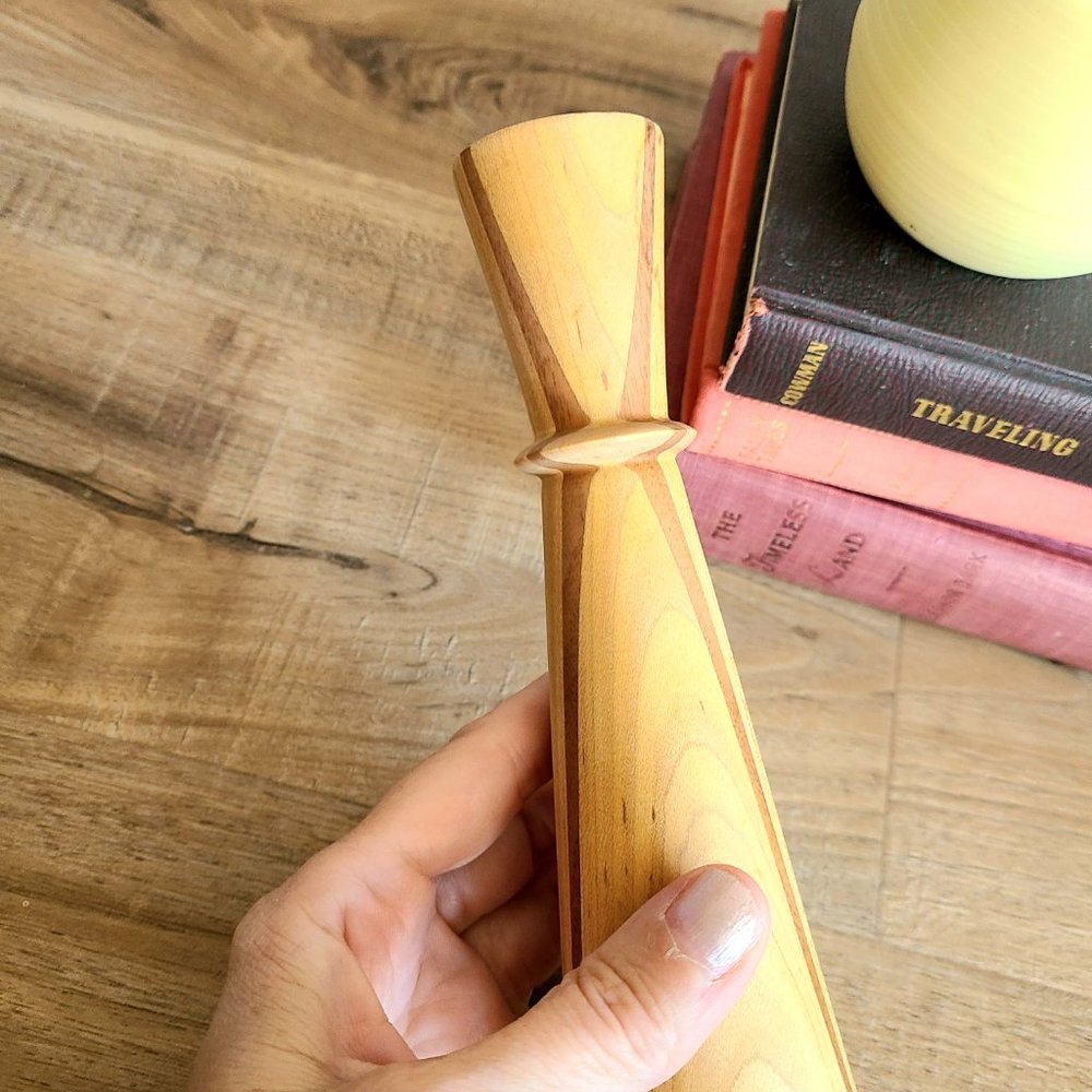 Midcentury wooden teak candleholder/candlestick. - Picture 5 of 7